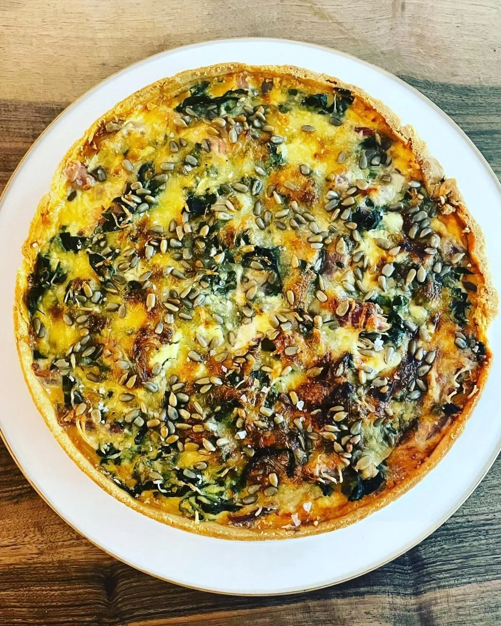 A spinach and cheese quiche