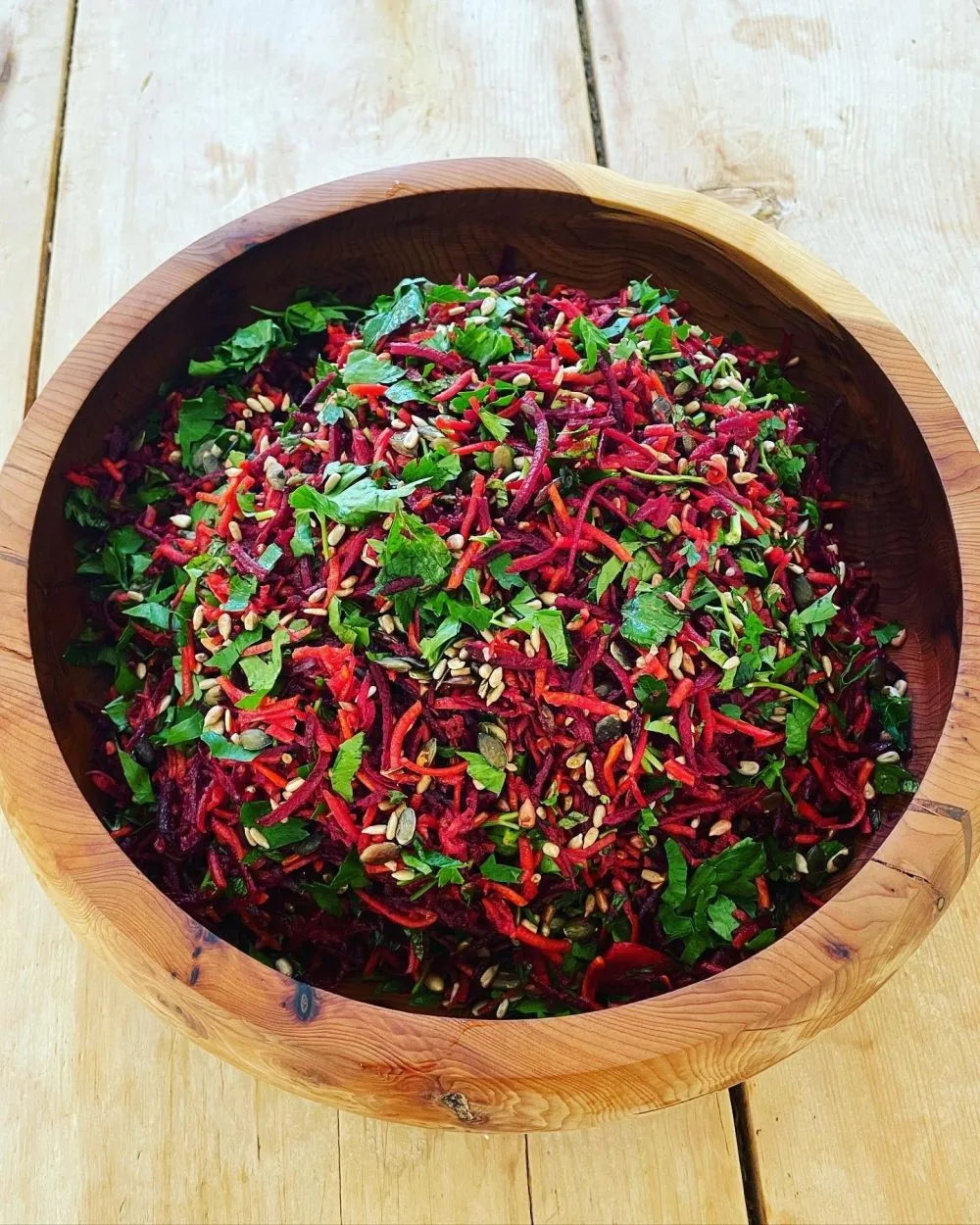 A beetroot and carrot slaw
