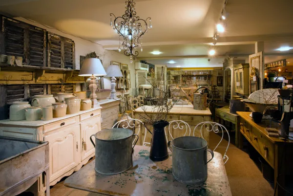 Painted dressers, stoneware and vintage furniture at Station Mill Antiques, Chipping Norton