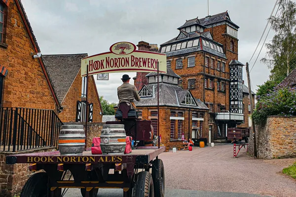 Hook Norton Brewery dray horse and Victorian tower, Oxfordshire